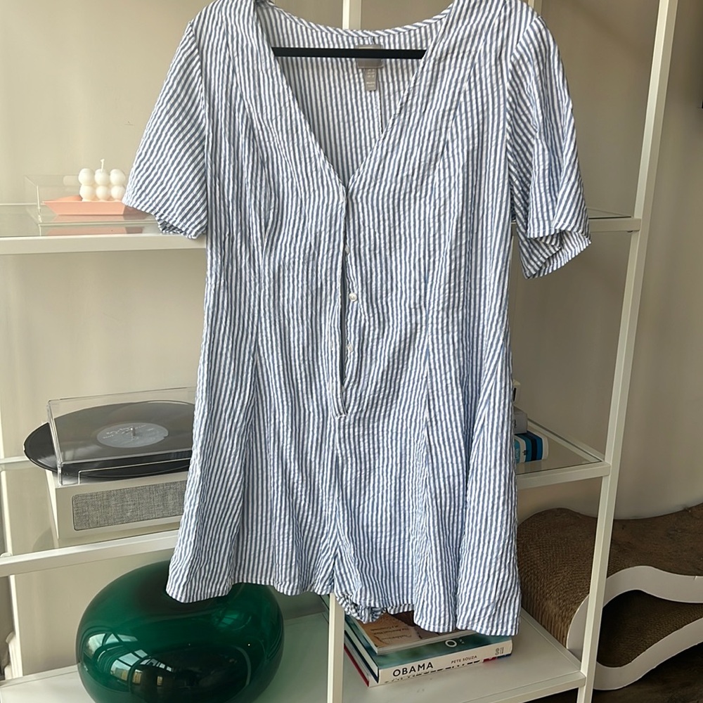 ASOS Seersucker Button Front Beach Romper